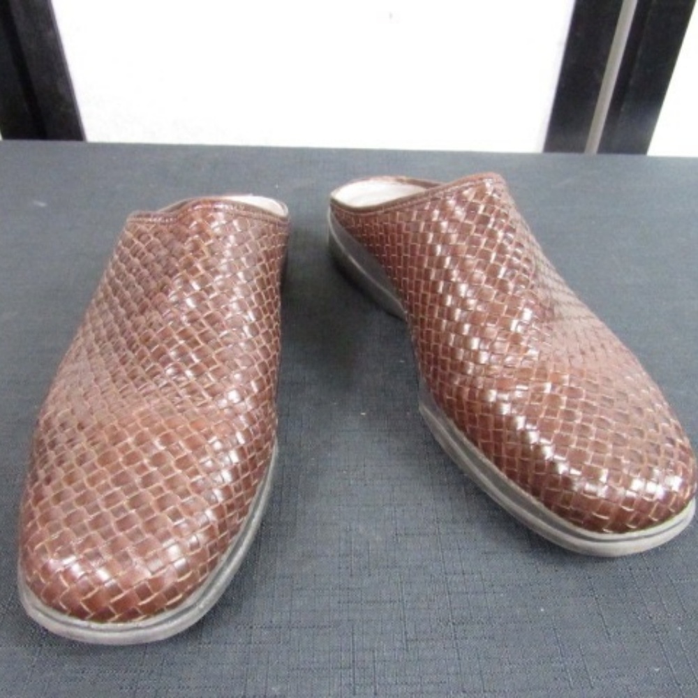 Nicole Brown Woven Mules